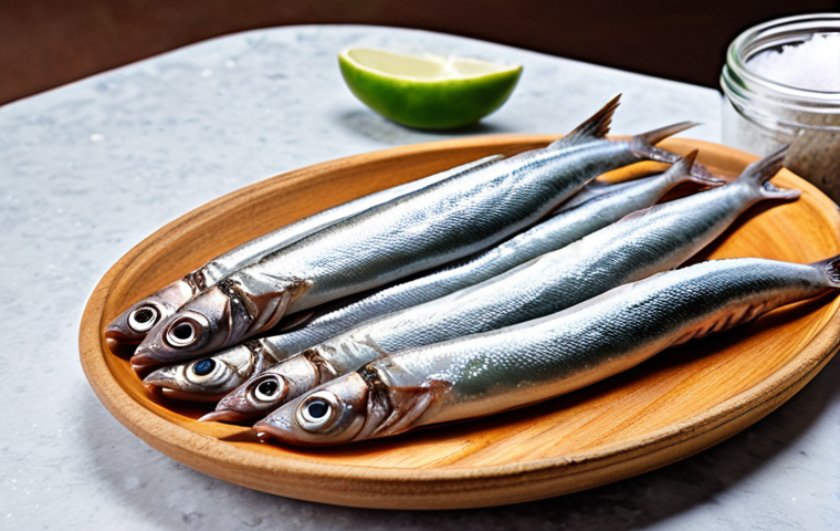 **
A close-up shot of fresh anchovies (ikan bilis), coarse sea salt, and a jar of clean water, highlighting the quality ingredients needed to make delicious *budu*. Emphasize the bright color of the anchovies and the texture of the salt.
**