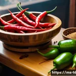 Home 20 전통 장류를 활용한 요리 레시피 - A vibrant Malaysian kitchen scene showcasing a traditional sambal belacan preparation: a rustic wood...